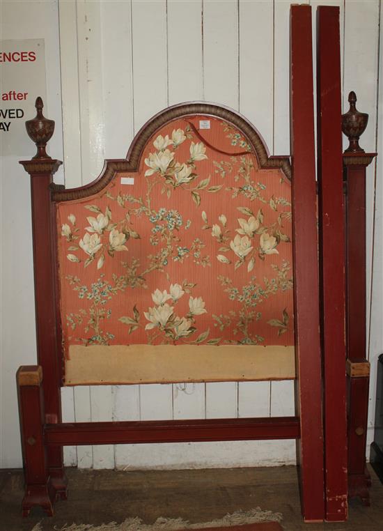 Red and gilt lacquer head and foot bedstead